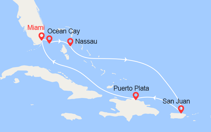 itinéraire croisière Caraïbes et Antilles : Bahamas, Porto Rico, Rép Dominicaine 