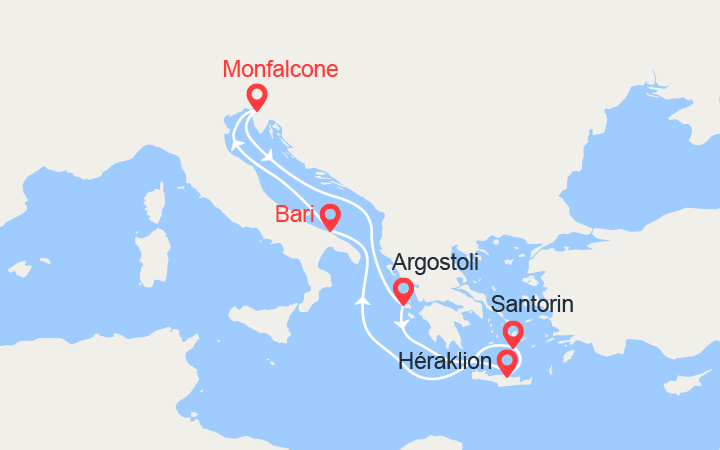 itinéraire croisière Iles grecques : Iles grecques : Céphalonie, Crète, Santorin 