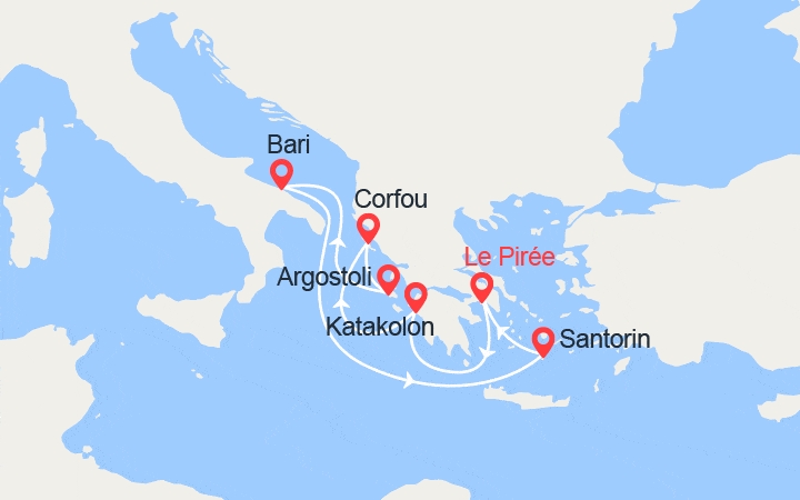 itinéraire croisière Méditerranée Orientale : Iles grecques, Grèce, Italie 