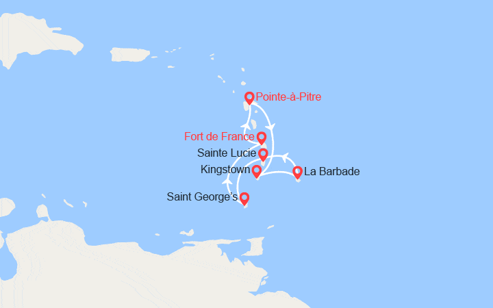 itinéraire croisière Caraïbes et Antilles : Les Antilles : St Vincent, Barbade, Ste Lucie... 