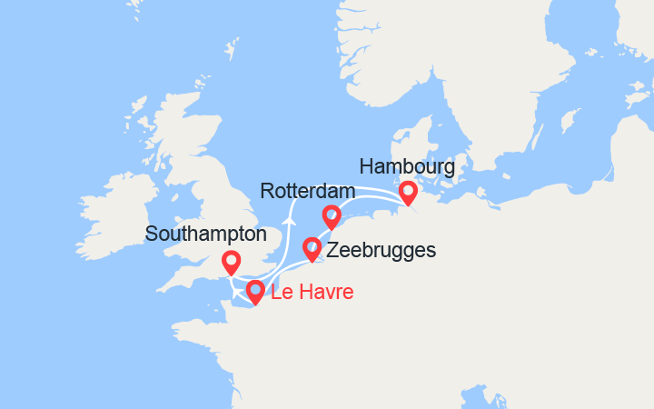 itinéraire croisière Europe du Nord : Perles du Nord: Londres, Hambourg, Rotterdam, Zeebruges 